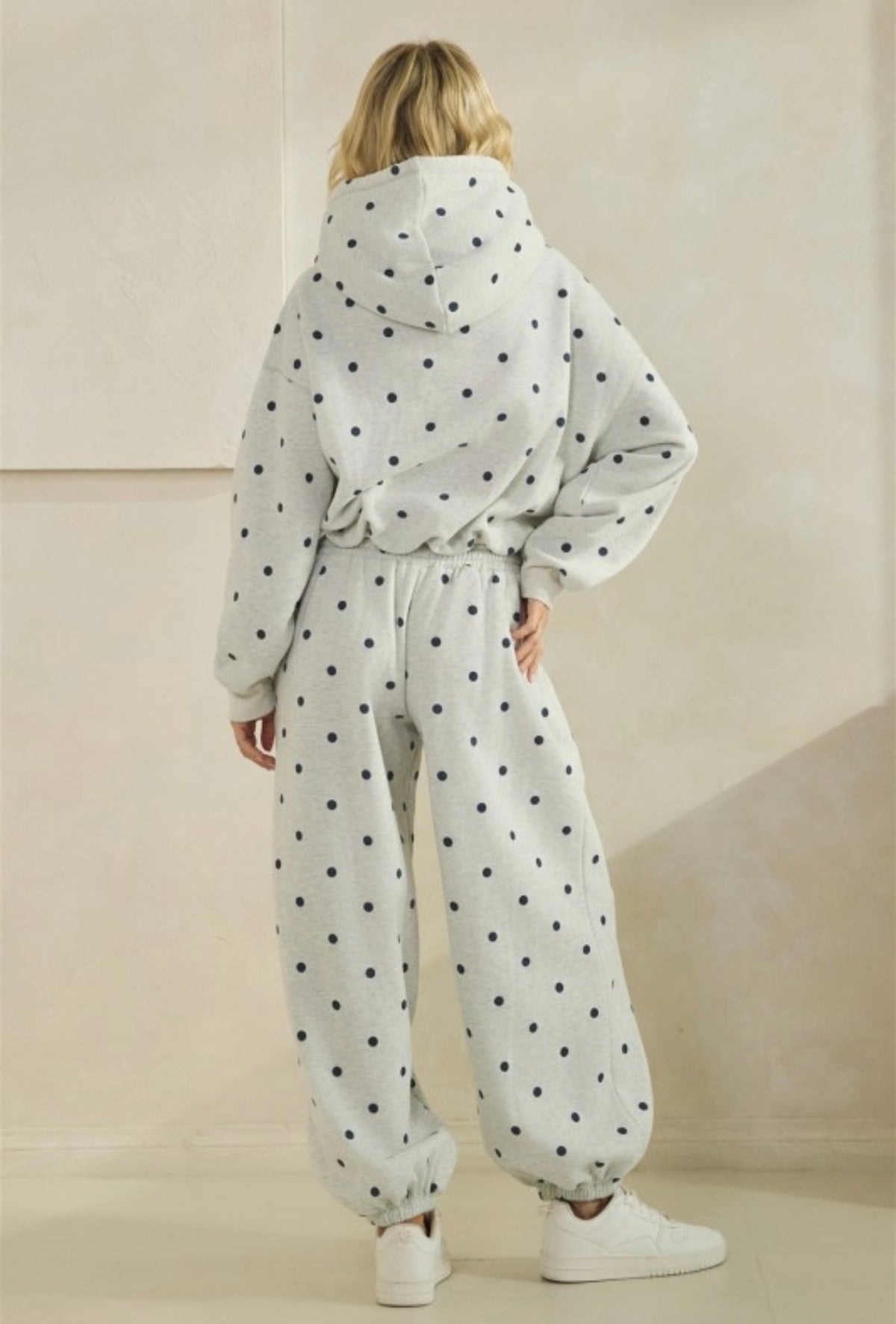 Grey &amp; Navy Polka Dot Jogger