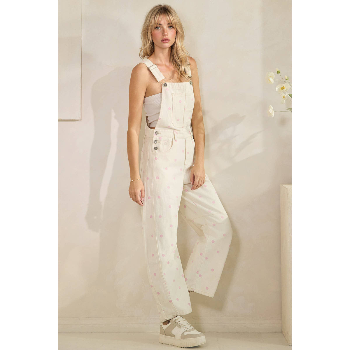 Navy Relaxed Chic Polka Dot Overalls