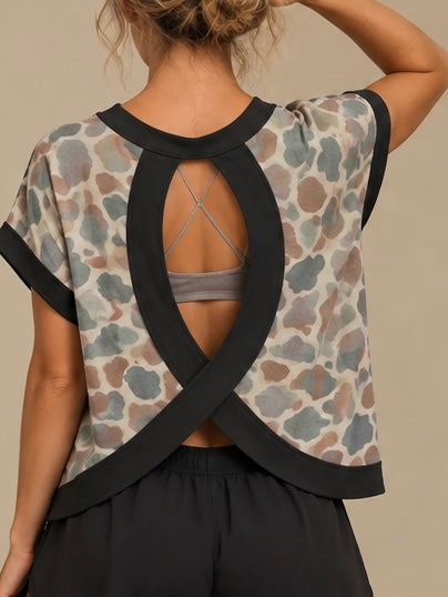 Black Camo Cross-Back Shirt