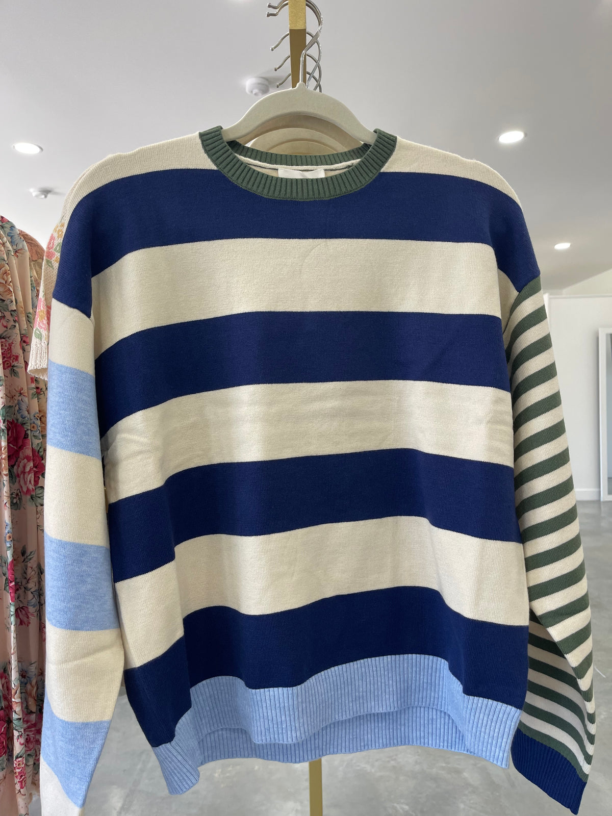 Green and Blue Striped Sweater