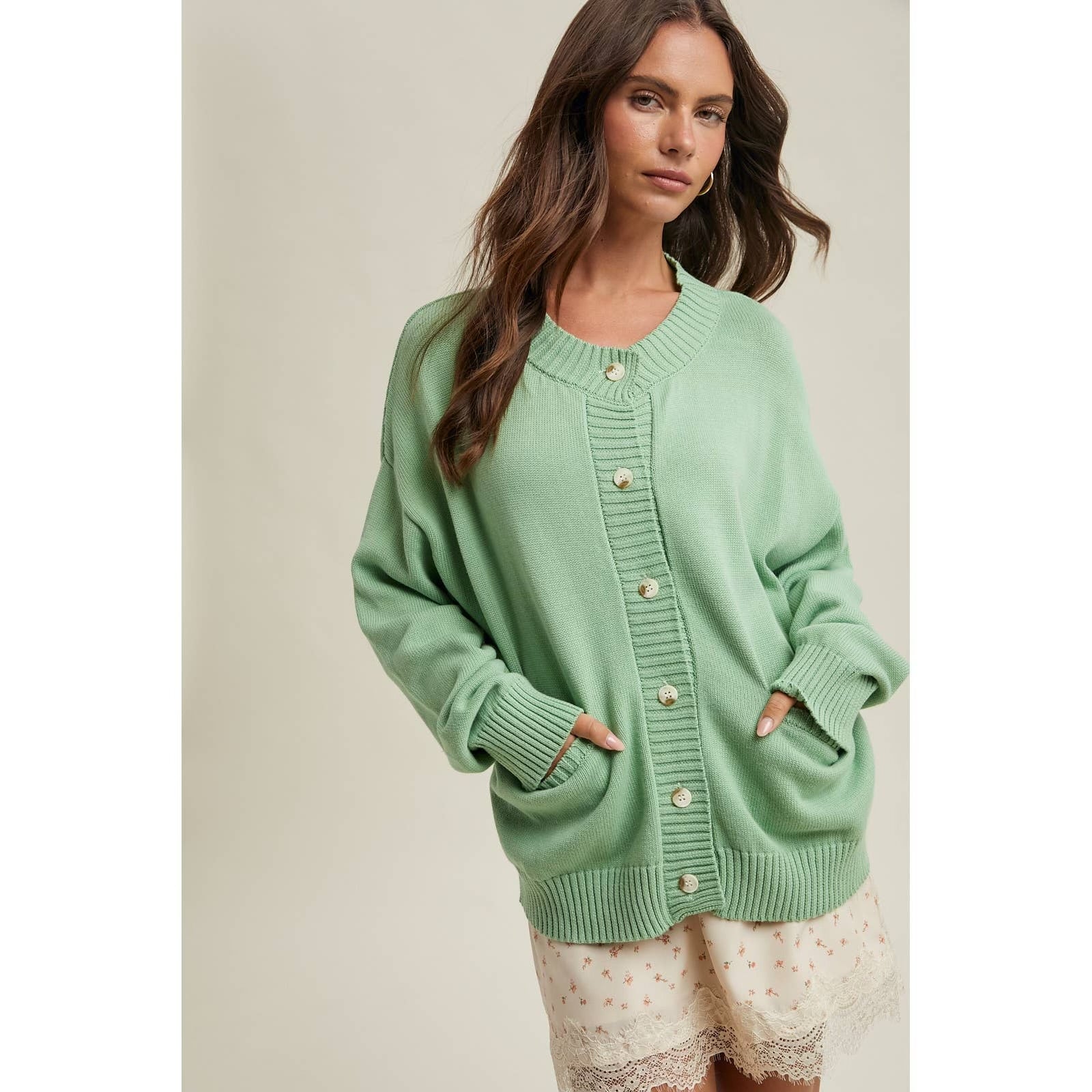 Green Cardigan Sweater\