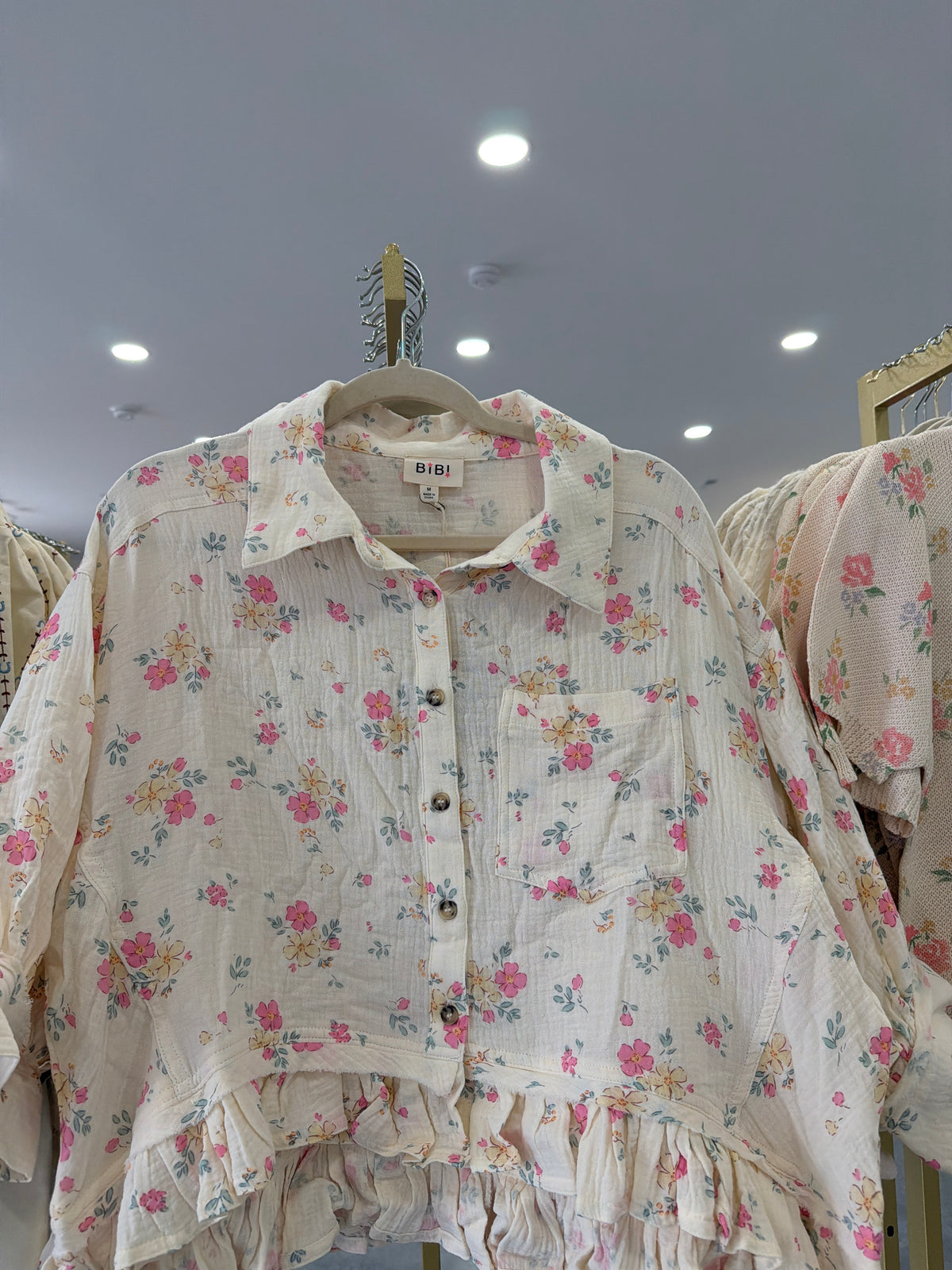 Floral Ruffle Flowy Shirt