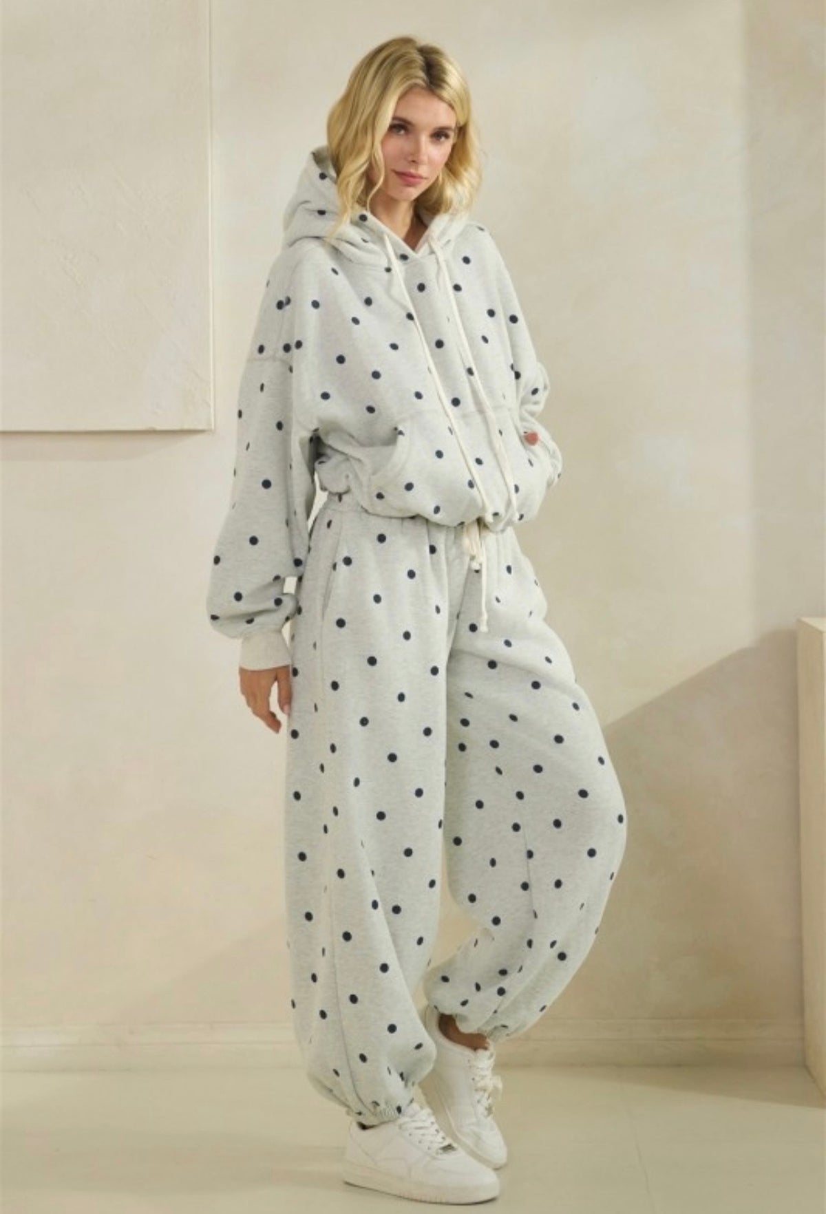 Grey &amp; Navy Polka Dot Jogger