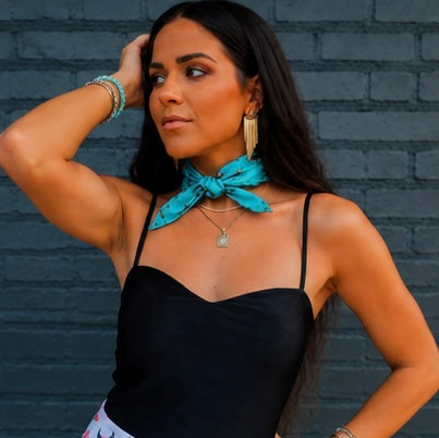 Turquoise Vintage Cowboy Buckaroo Scarf