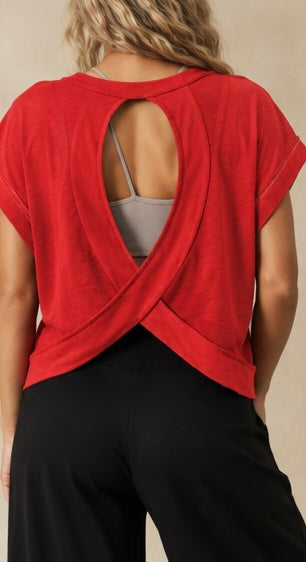Solid Red Cross-Back Shirt