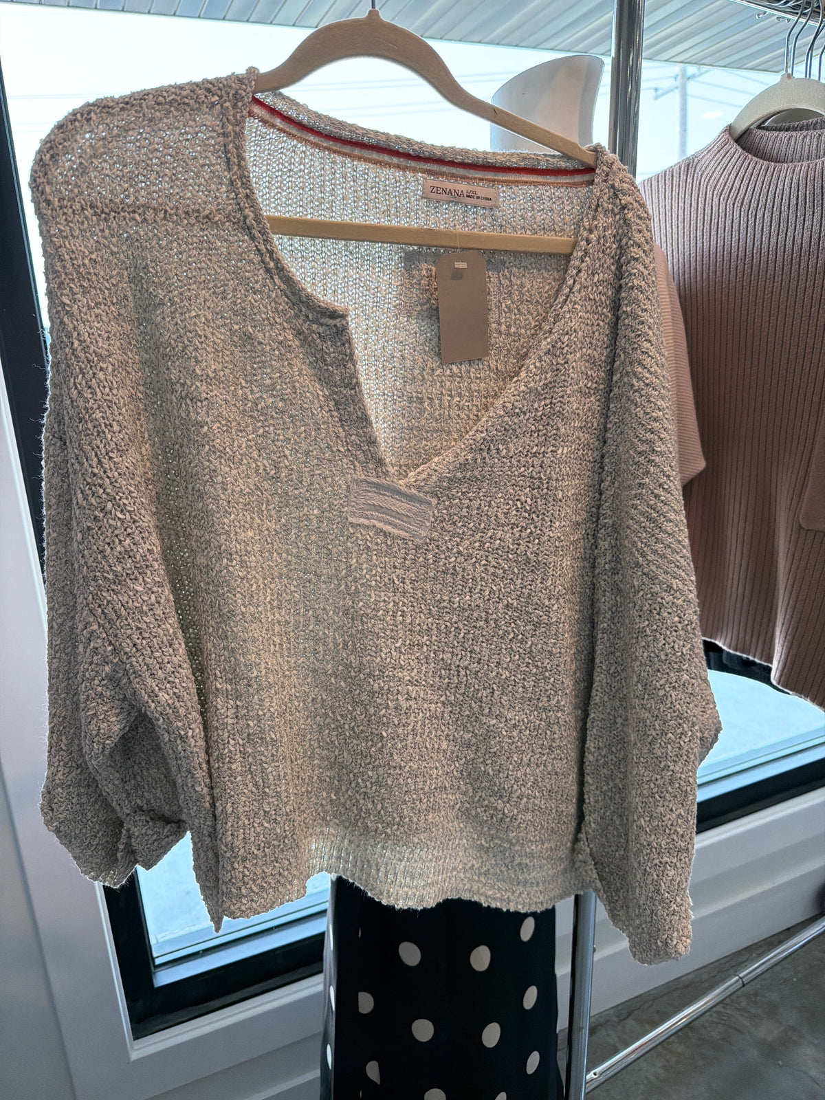 Grey Folded Sleeve Pullover