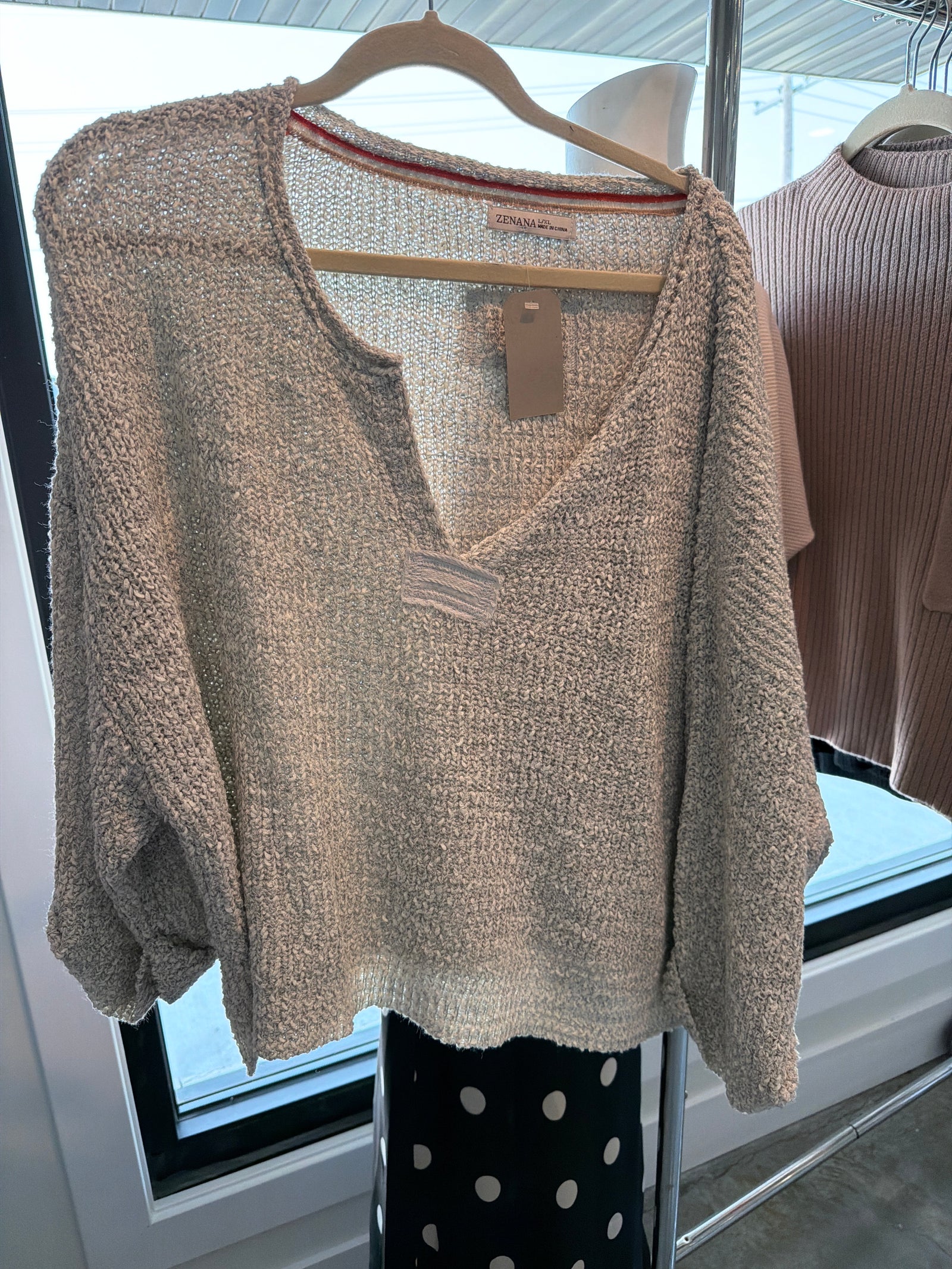 Grey Folded Sleeve Pullover