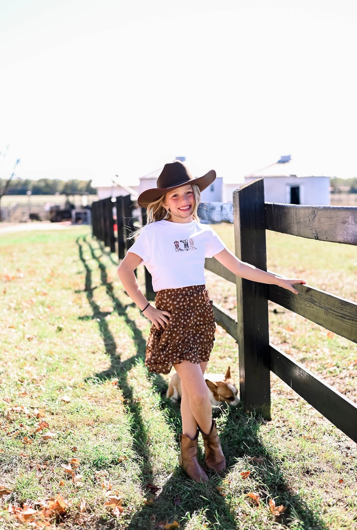 Girls Ditsy Floral Elastic Waist Skirt