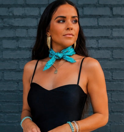 Turquoise Vintage Cowboy Buckaroo Scarf
