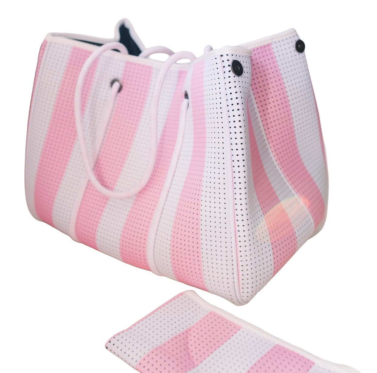 Pink Striped Large Tote Bag