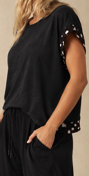 Black Polka Dot Cross-Back Shirt