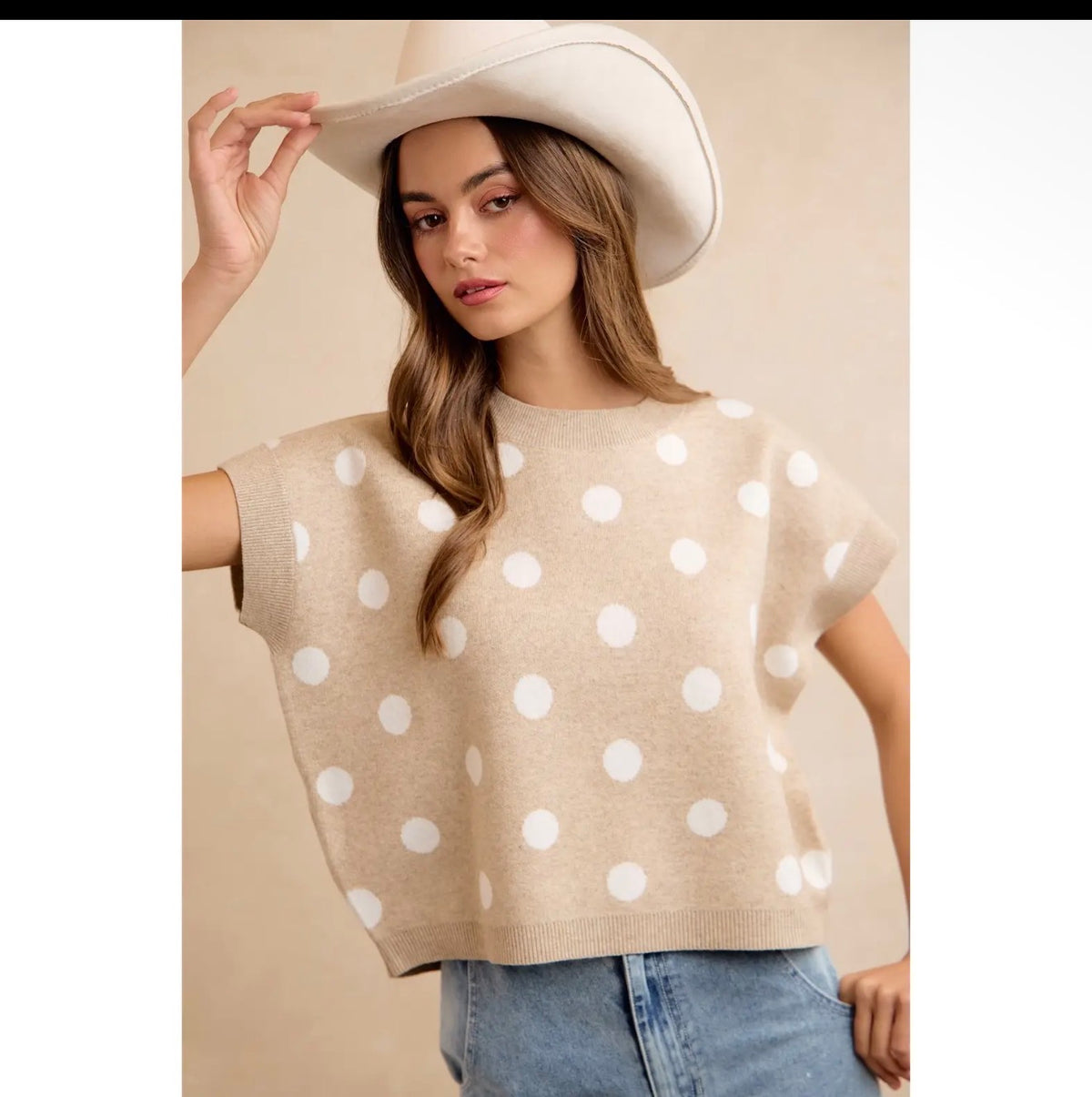 Polka Dot Knit Sleeveless Top