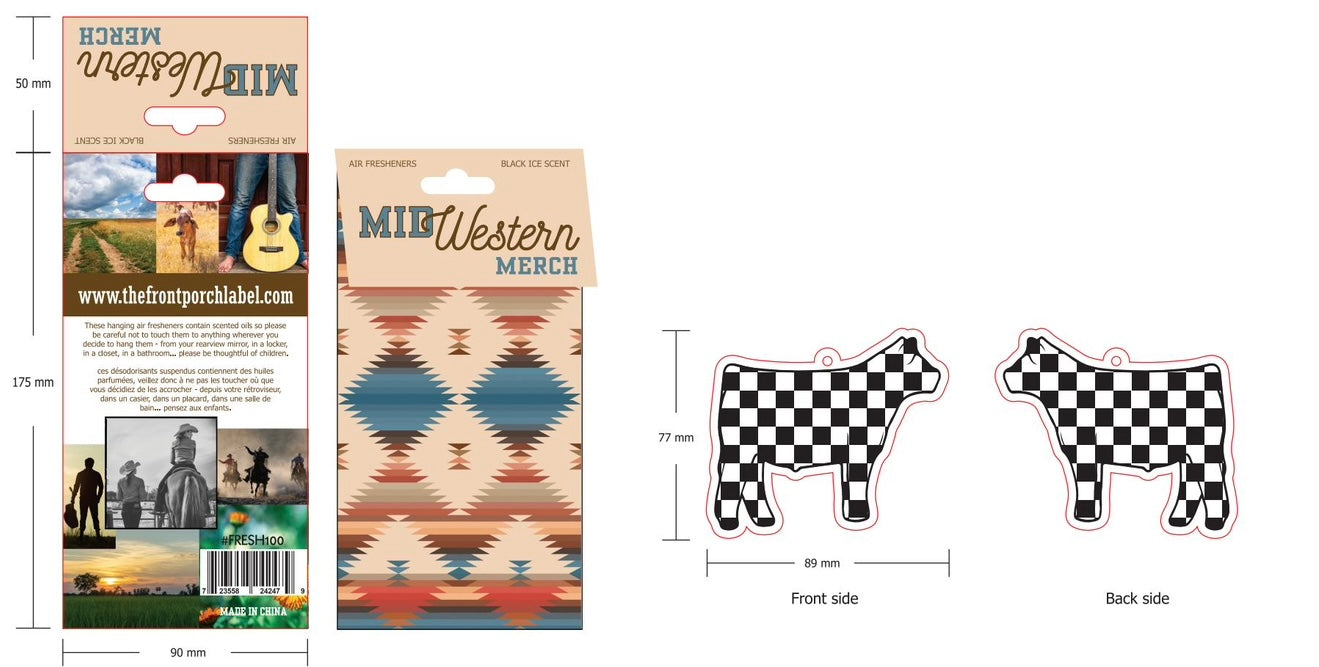 Show Steer Checkerboard Air Freshener Single