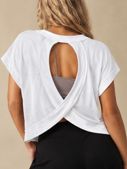 Solid White Cross-Back Shirt