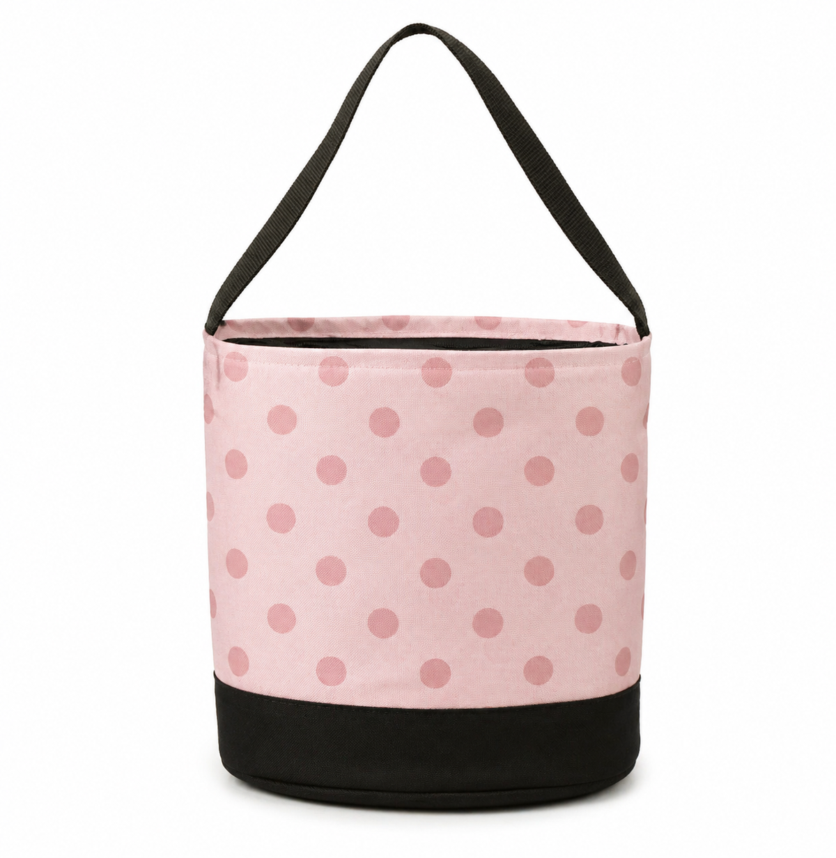 Pink Polka Dot Round Storage Bin