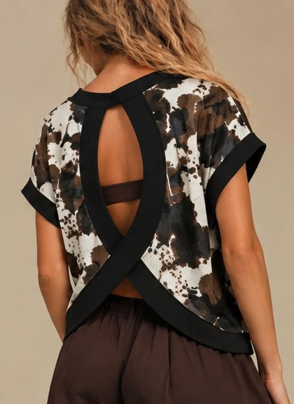 Brown Cowhide Cross-Back Shirt