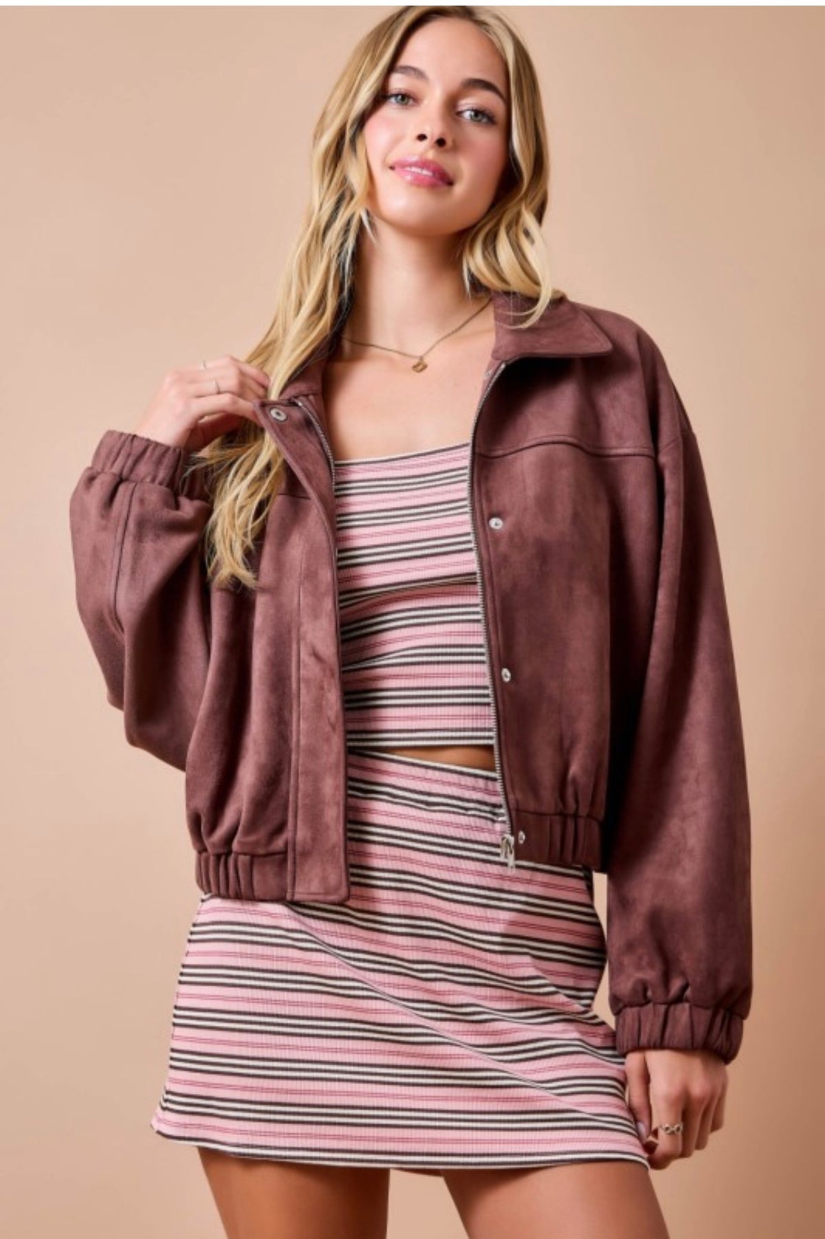 Suede Oversized Cropped Jacket