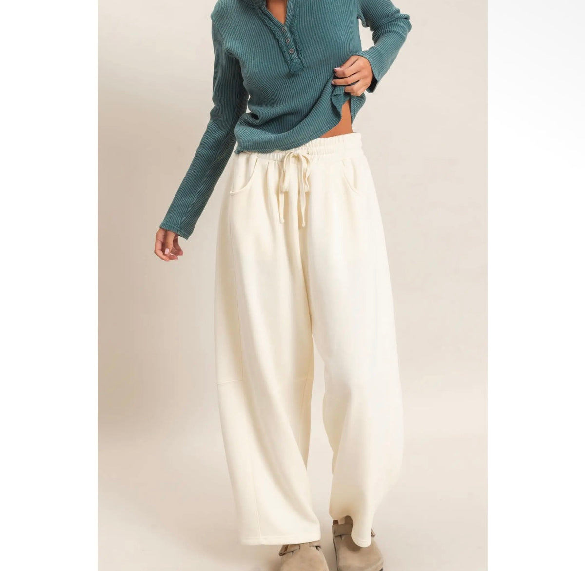 Cream Barrel Joggers
