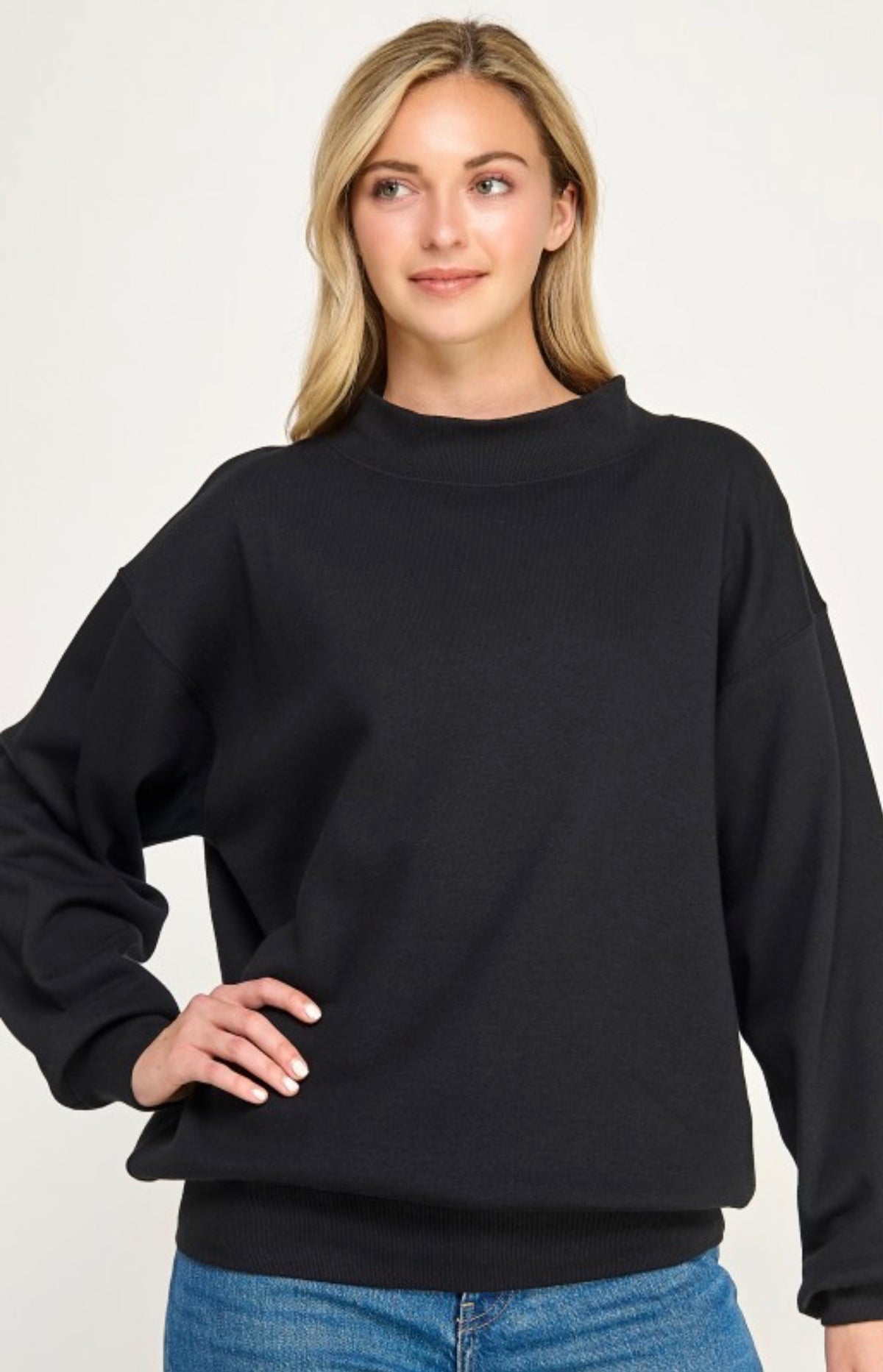 Black Oversized Mockneck Sweatshirt