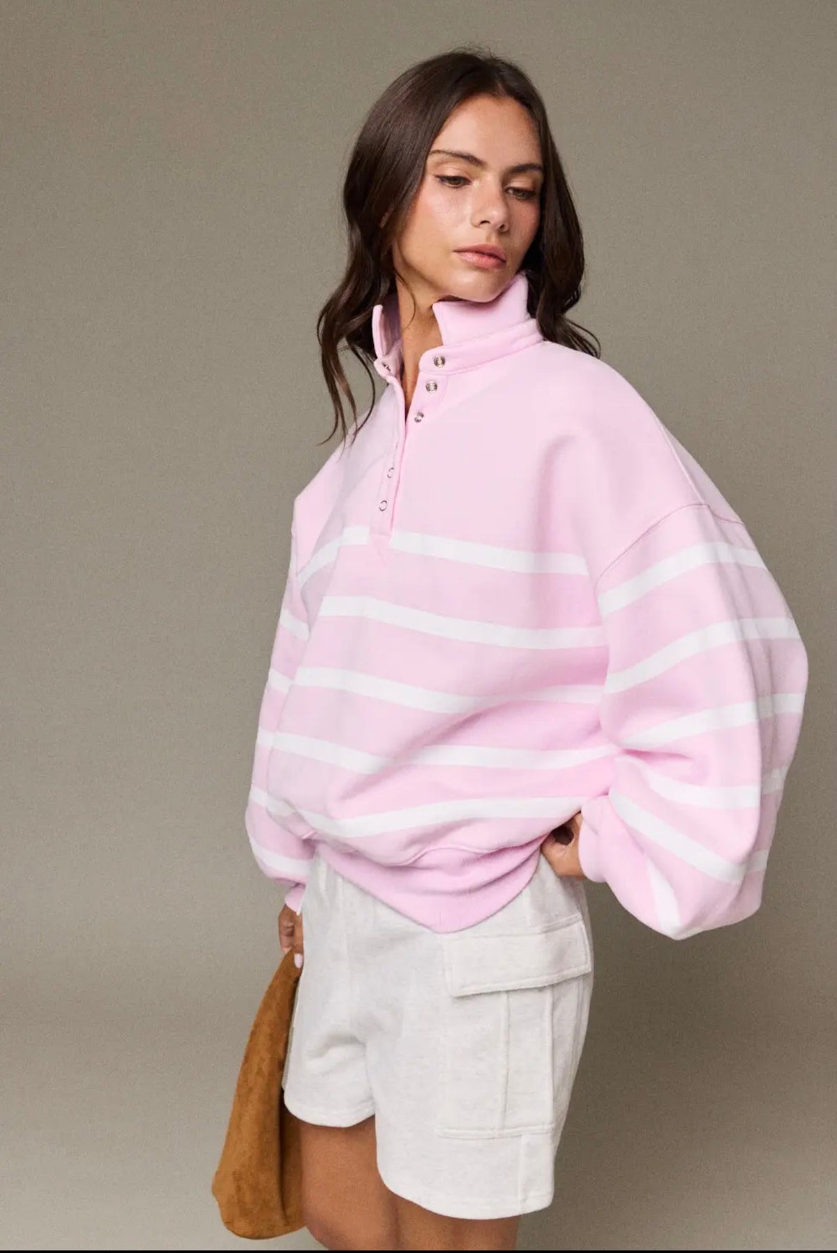 Addison Stripe Pullover Pink/White