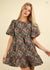 Puff Sleeve Floral Jacquard Dress