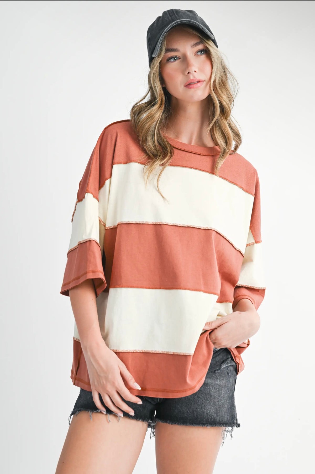 Rust Polly Color Block Top Tee