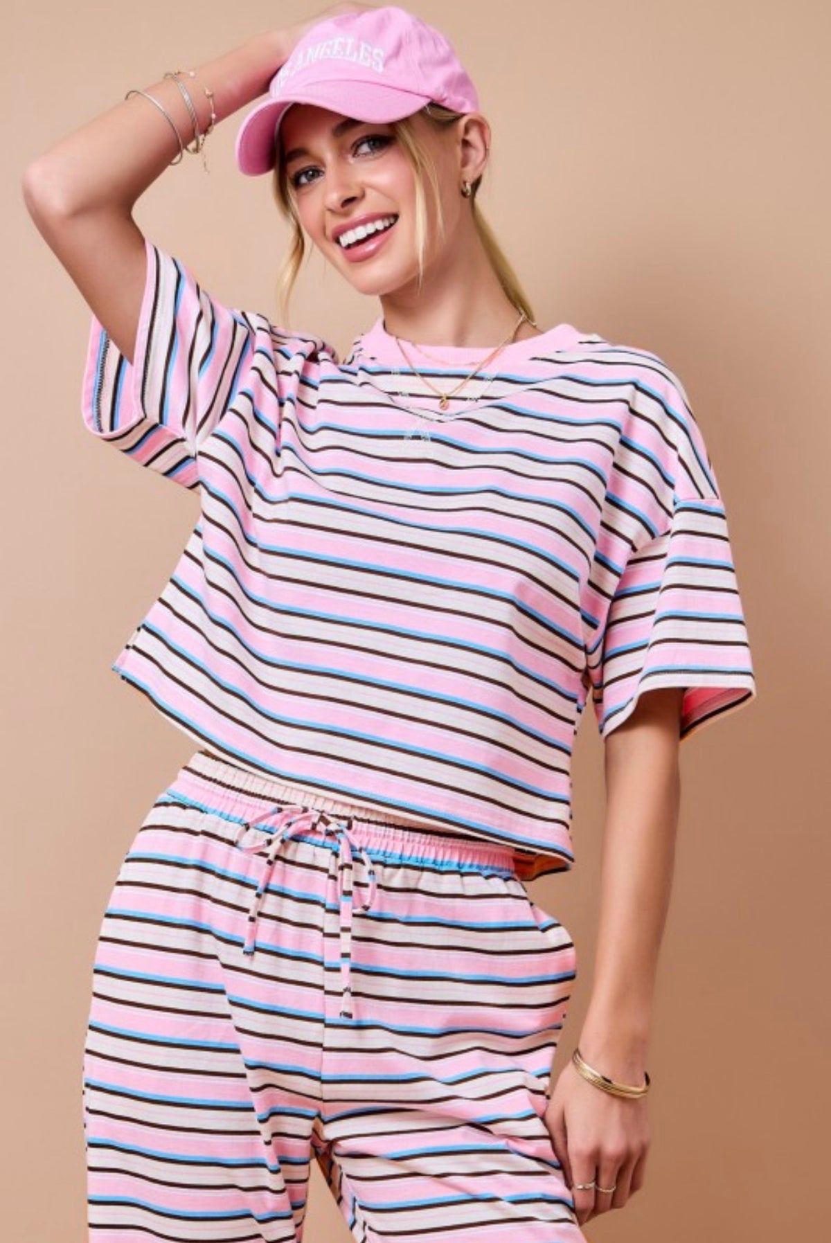 Pink Multi Striped Boxy Top