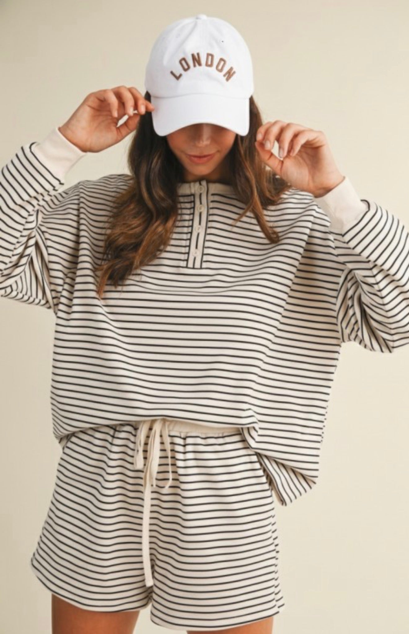 Ivory Pin Stripe Knit Top