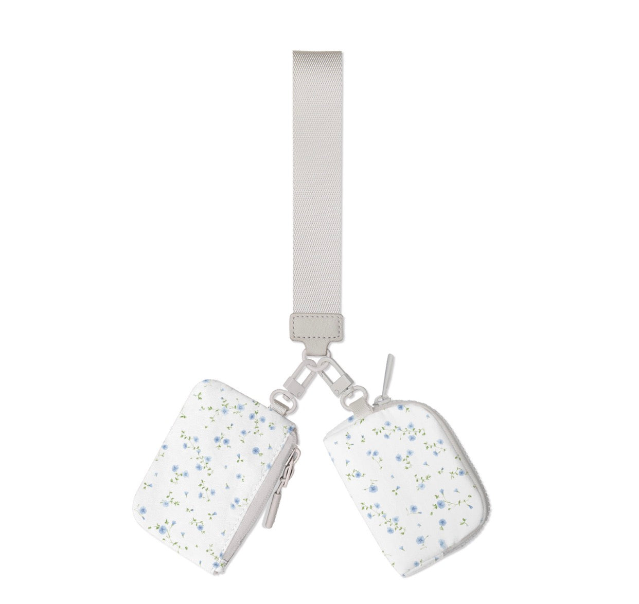 Blue Floral Dual Pouch Wristlet
