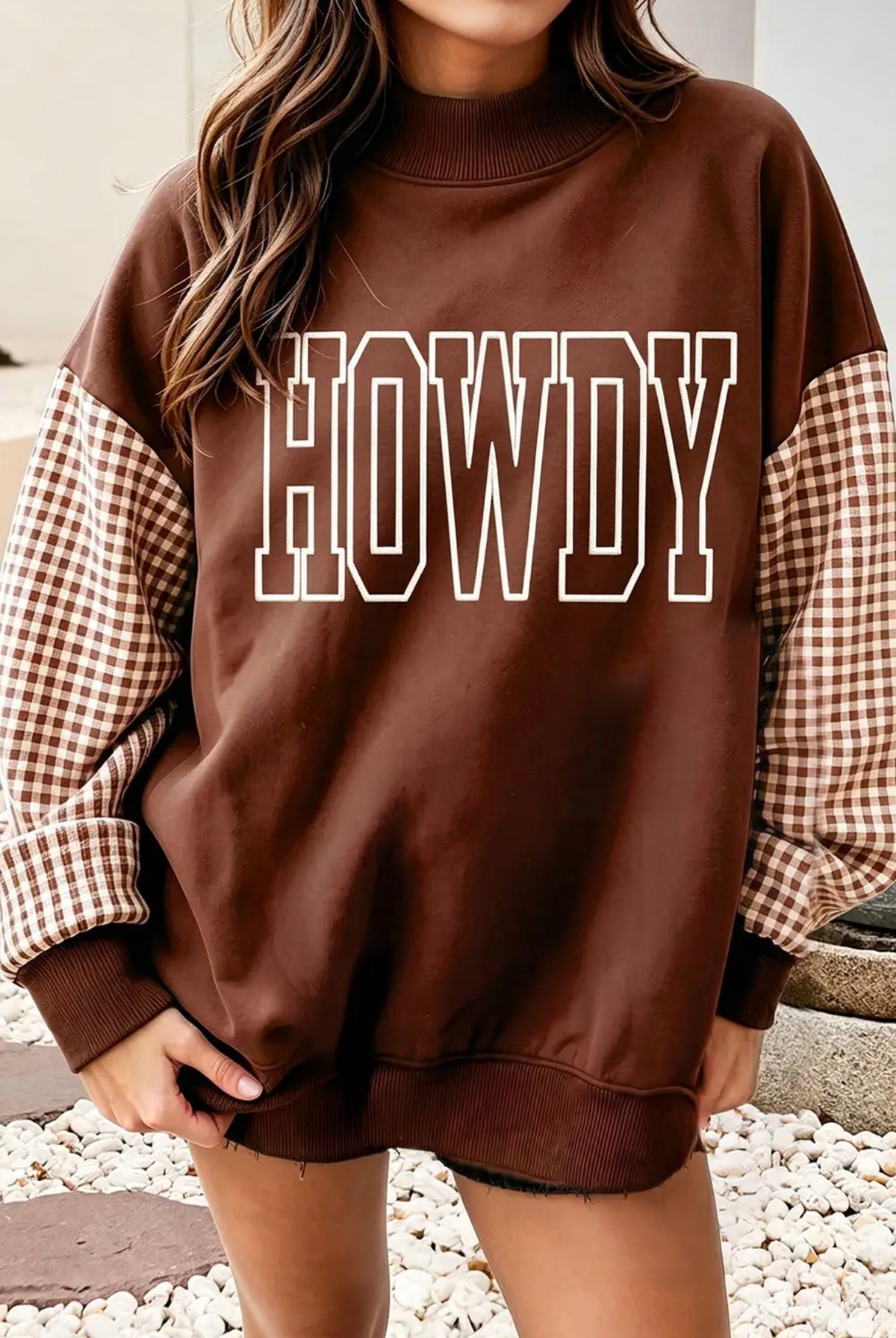 Howdy Plaid Mockneck