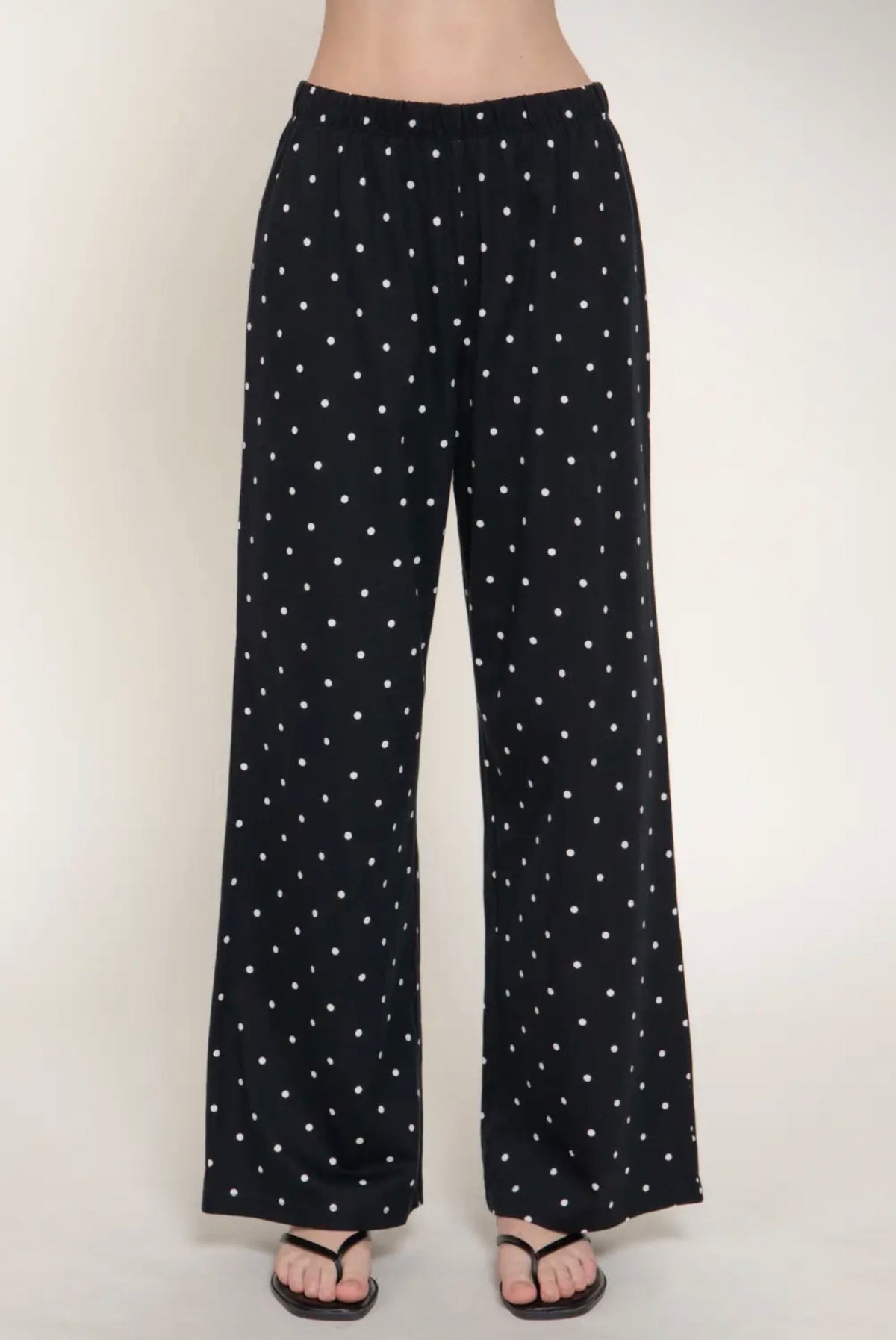 Black/White Straight Leg Polka Dot Pants