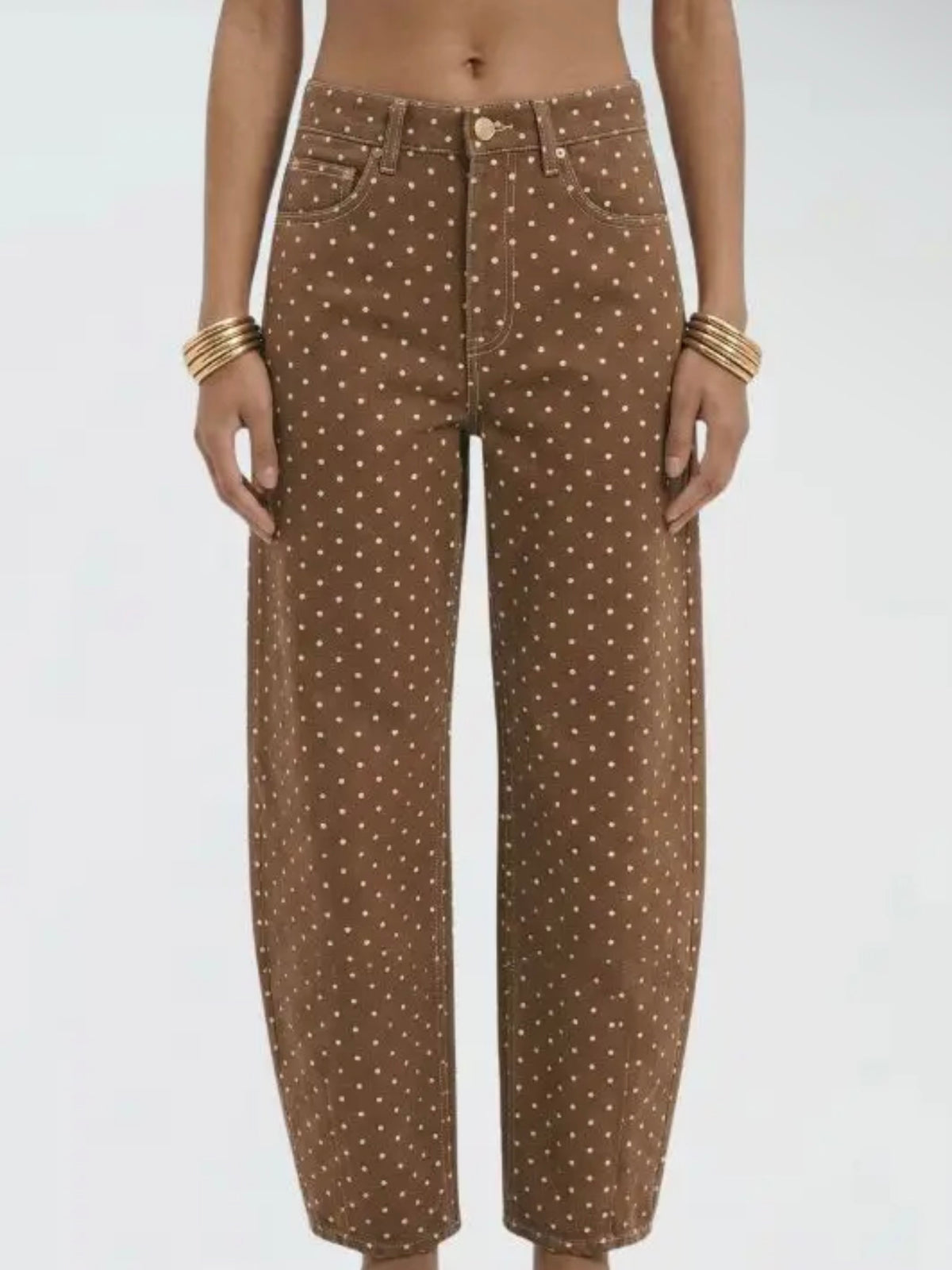 Polka Dot Barrel Leg Pants