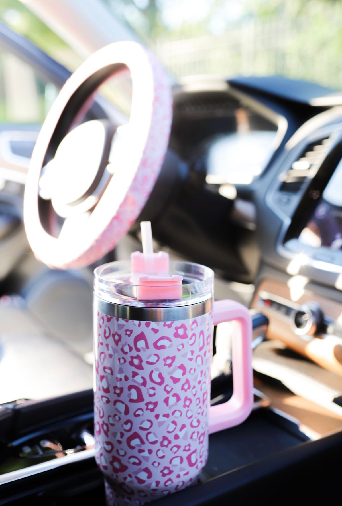Pink Leopard Steering Wheel Cover