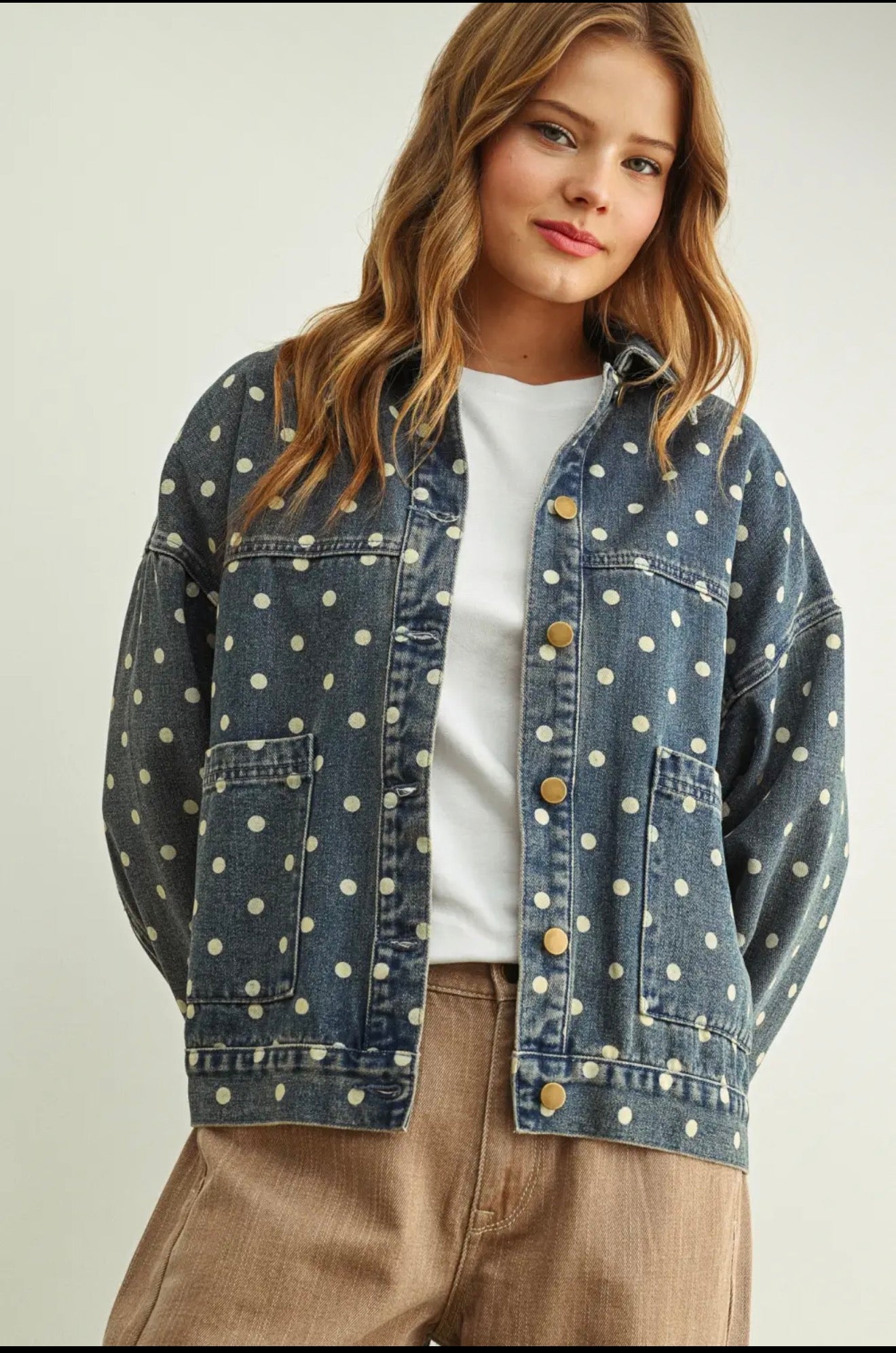 Polka Dot Denim Jacket