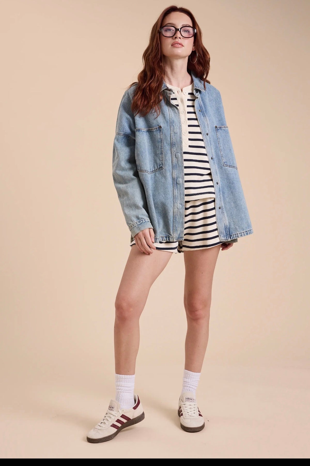 Denim Shacket With Snap Buttons