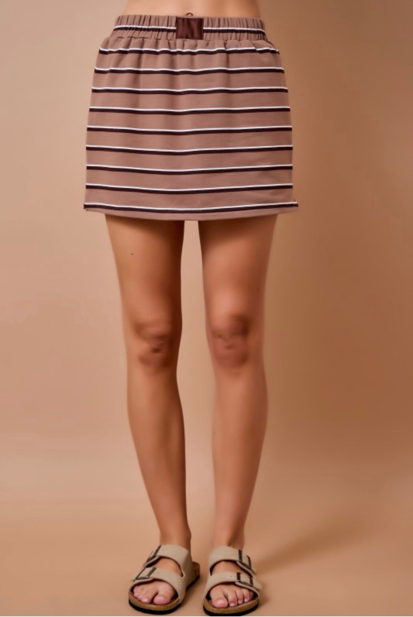 Brown Striped Lounge Mini Skort