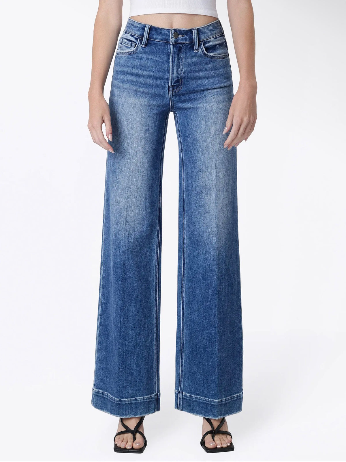 Sadie High Rise Fold Wide Leg Trouser Jeans