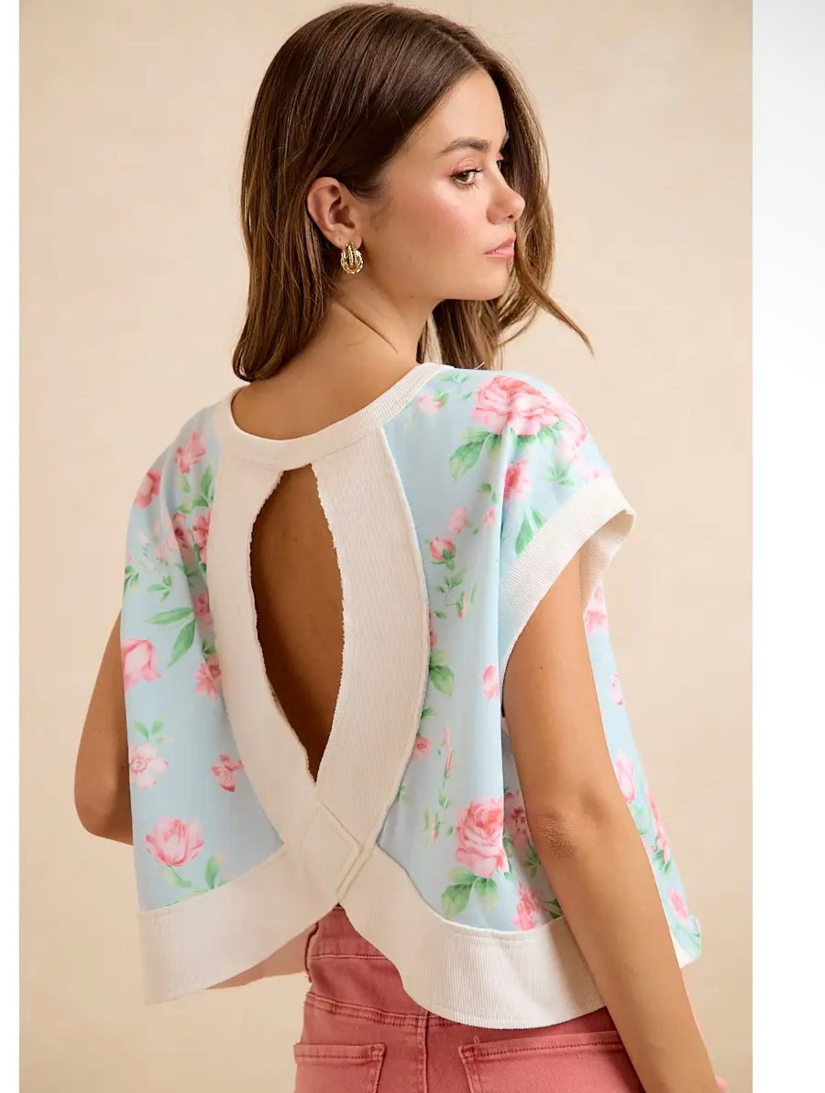 Floral Cross Back Tee
