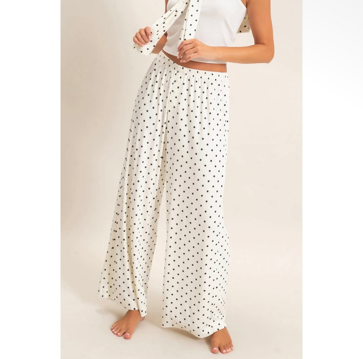 Cream Polka Dot Lounge Pants
