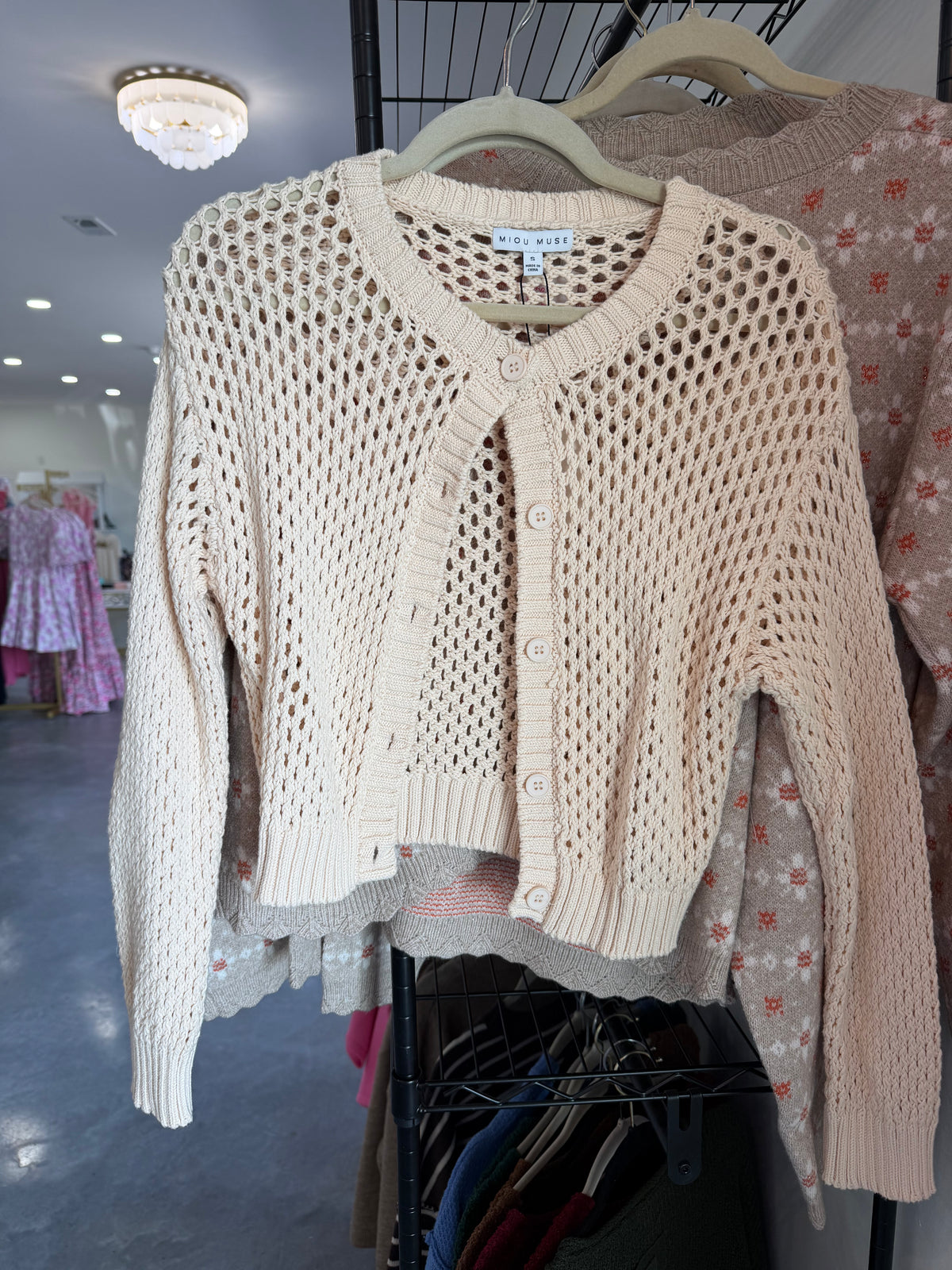 Open Weave Cardigan ivory