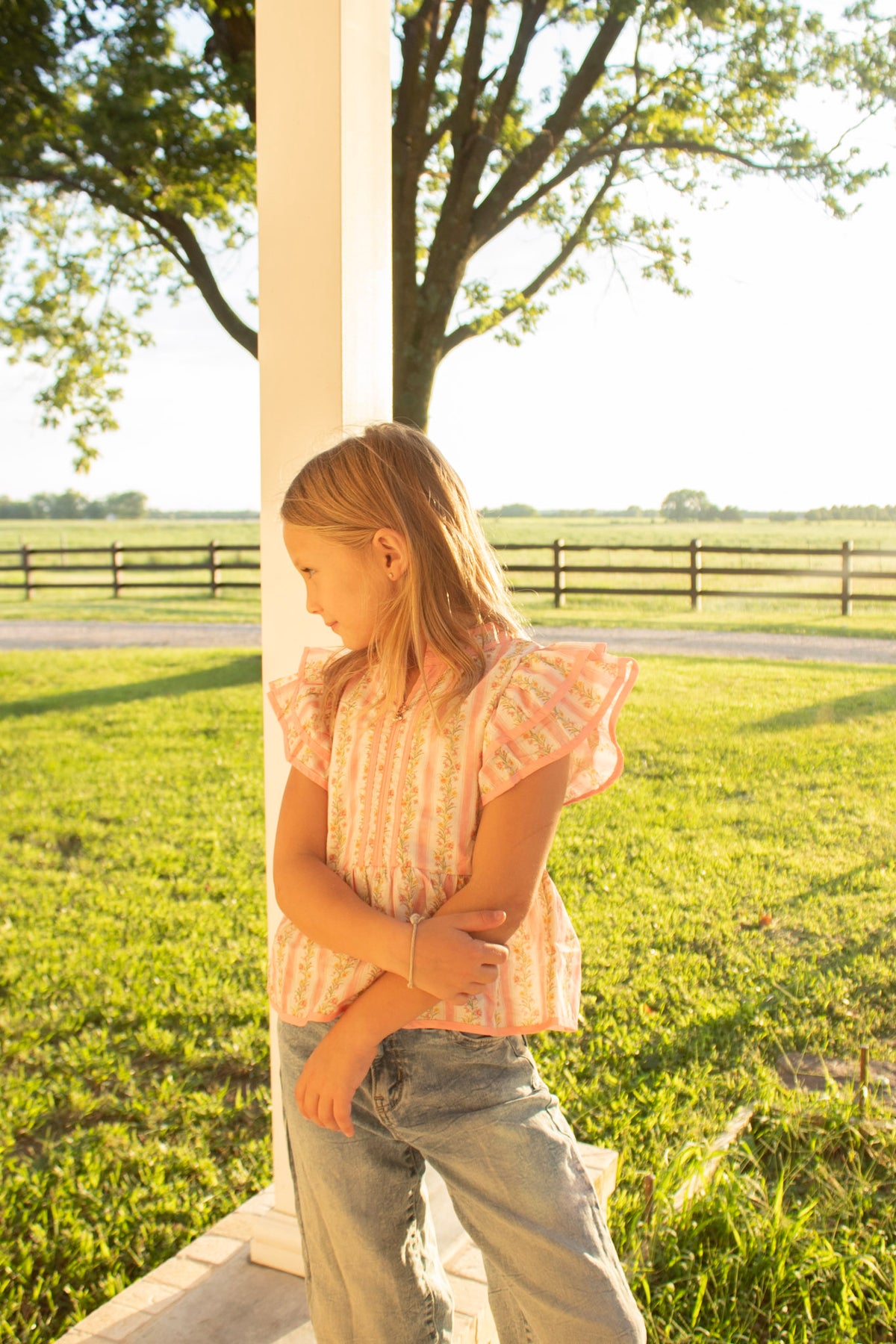 Girls Floral Ruffle Top