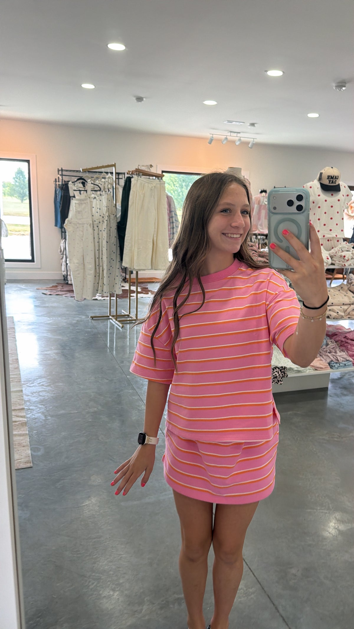 Pink/Orange Striped Lounge Mini Skort