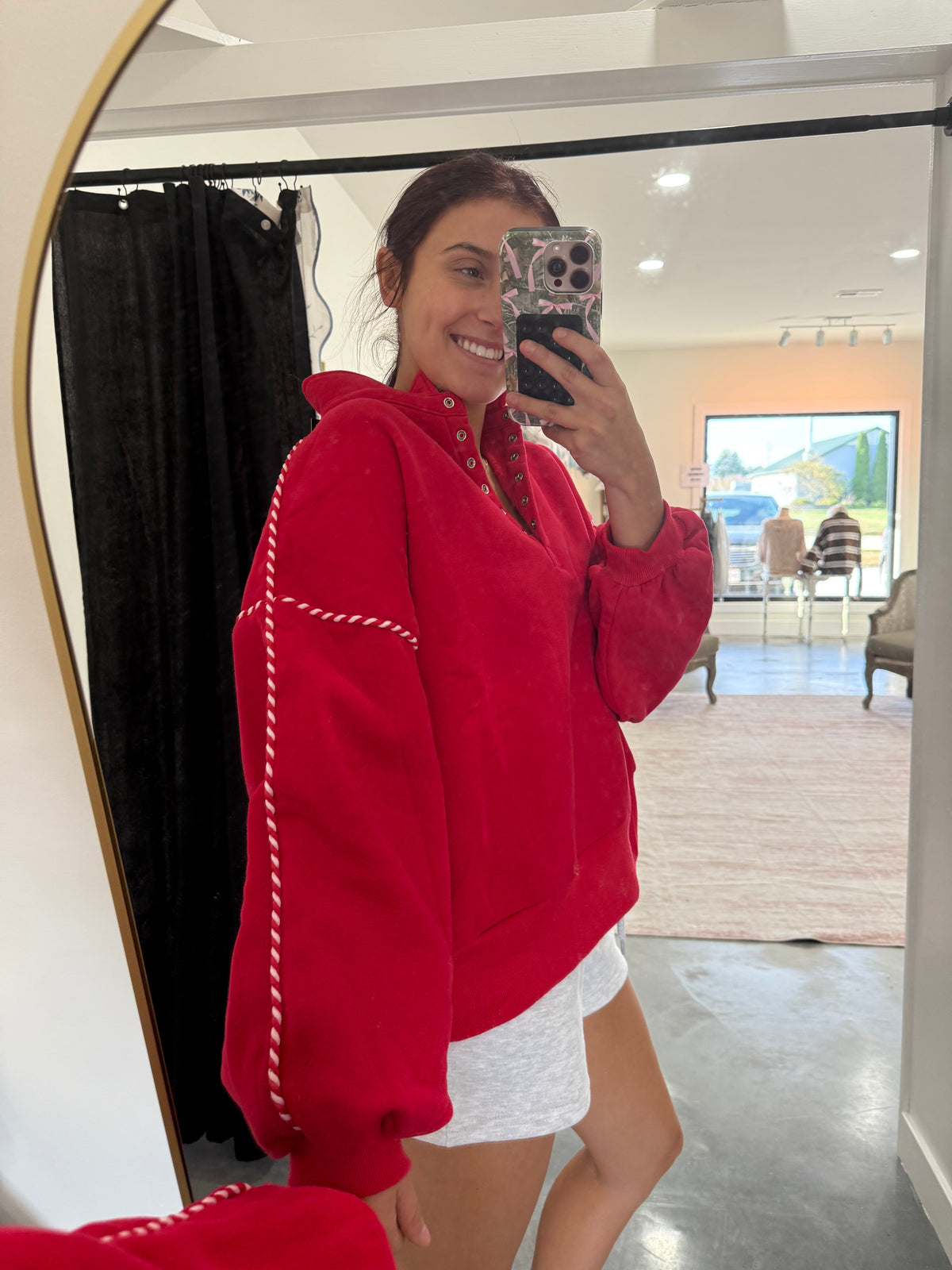 Red Half Snap Pullover