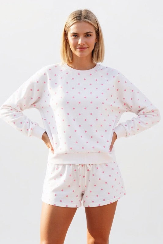 Polka Dot Crew Neck Sweatshirt ivory