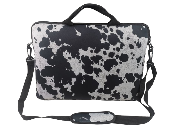 Black Cowhide Laptop Shoulder Bag