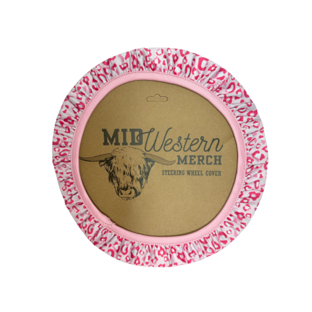 Pink leopard steering wheel cover discount
