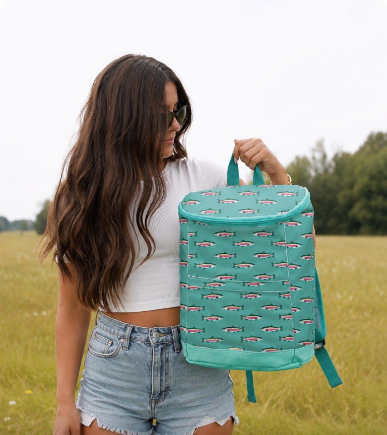 Blue Rainbow Trout Backpack Cooler