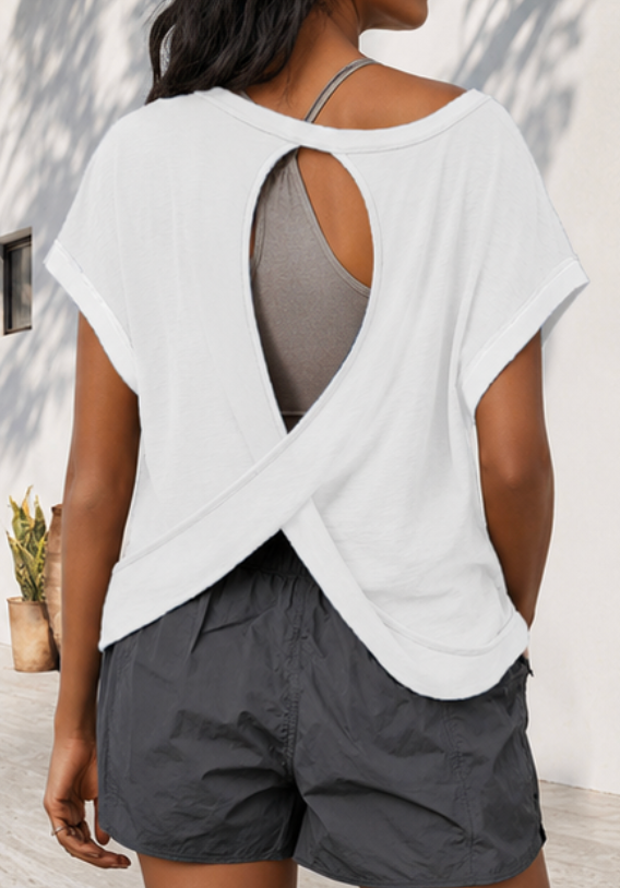 Solid White Cross-Back Shirt