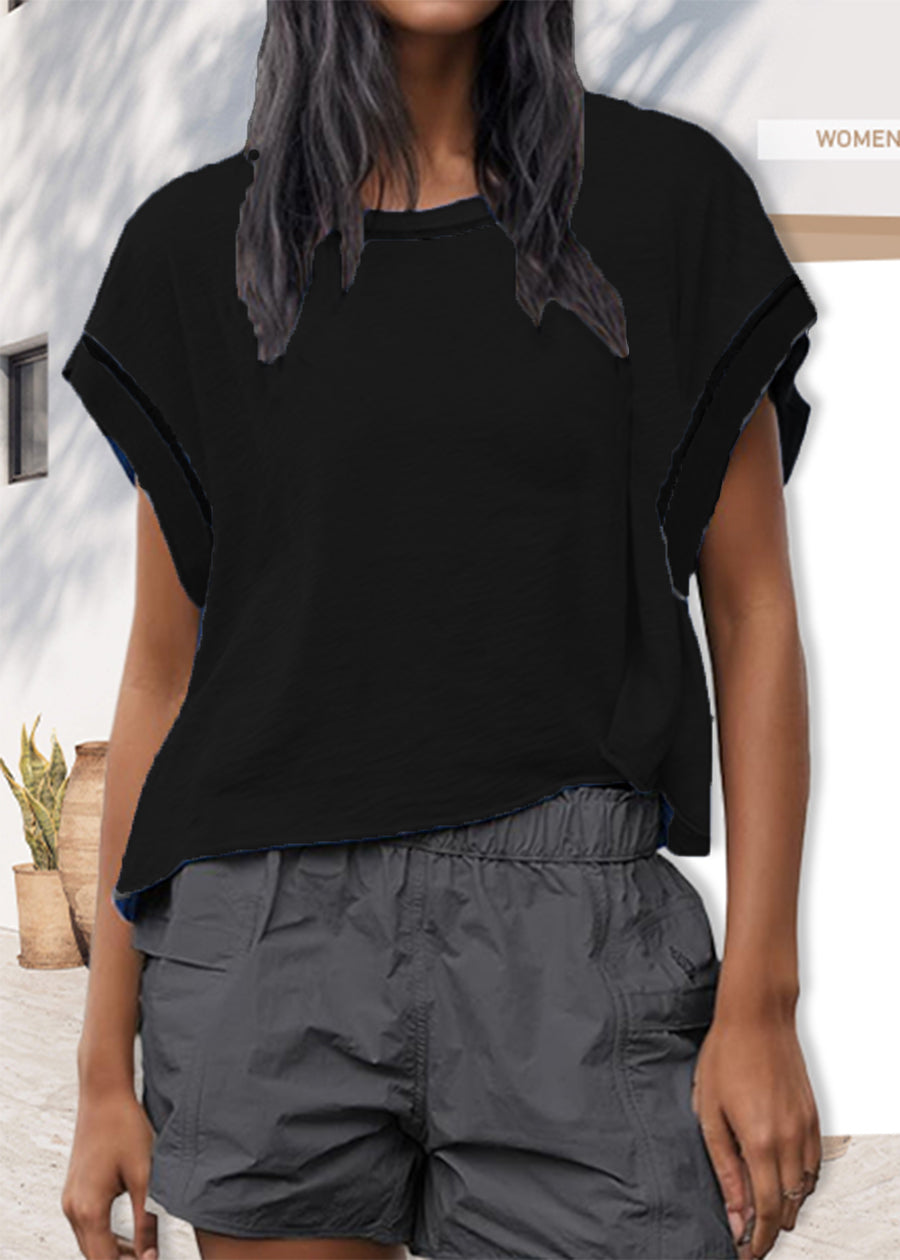 Solid Black Cross-Back Shirt