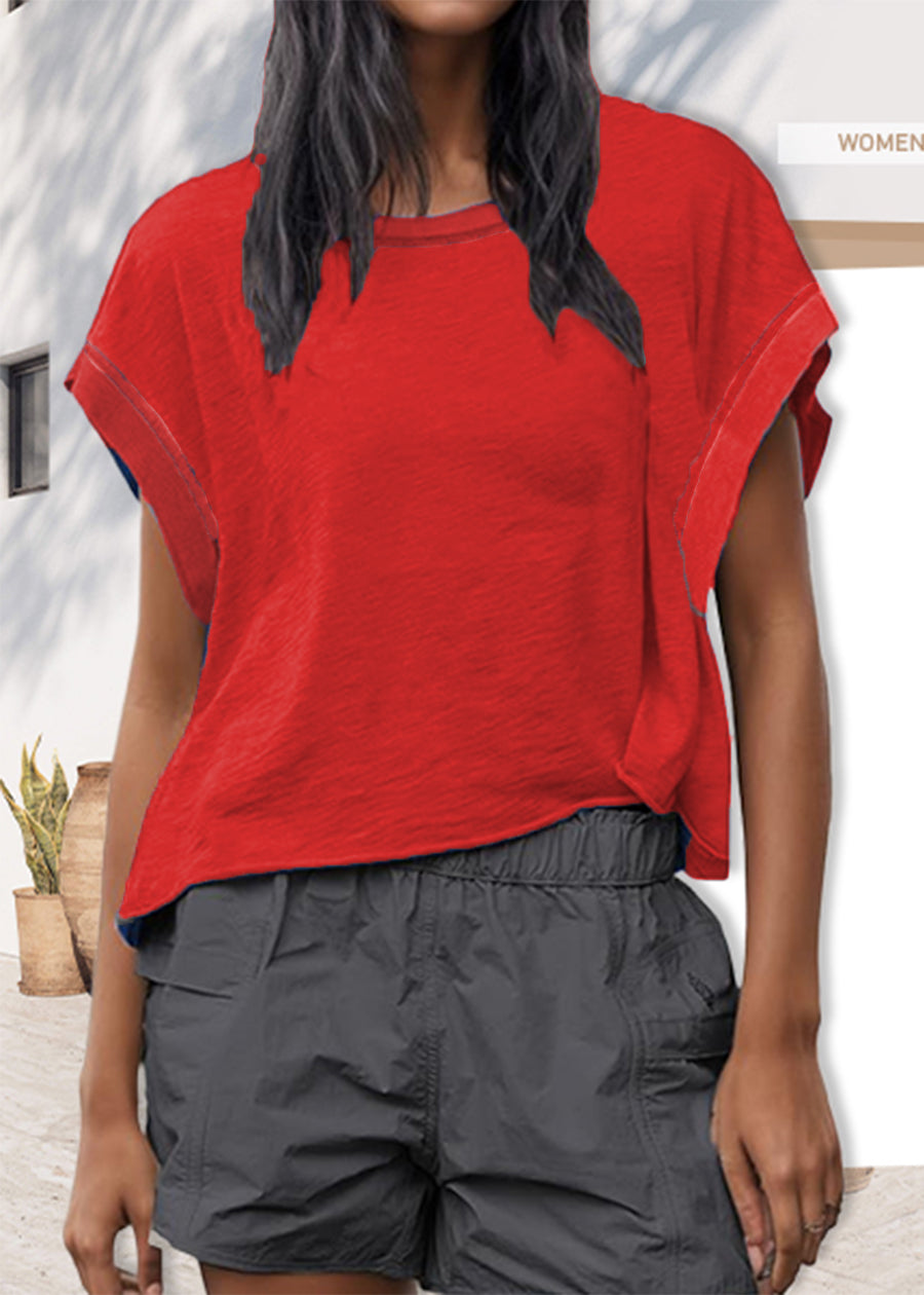 Solid Red Cross-Back Shirt